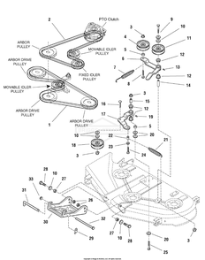 44-Inch And 50-Inch Mower Deck - Clutch And Support Group Diagram and Parts List for 2690519 (107277741)(2005) Briggs and Stratton Lawn Tractor